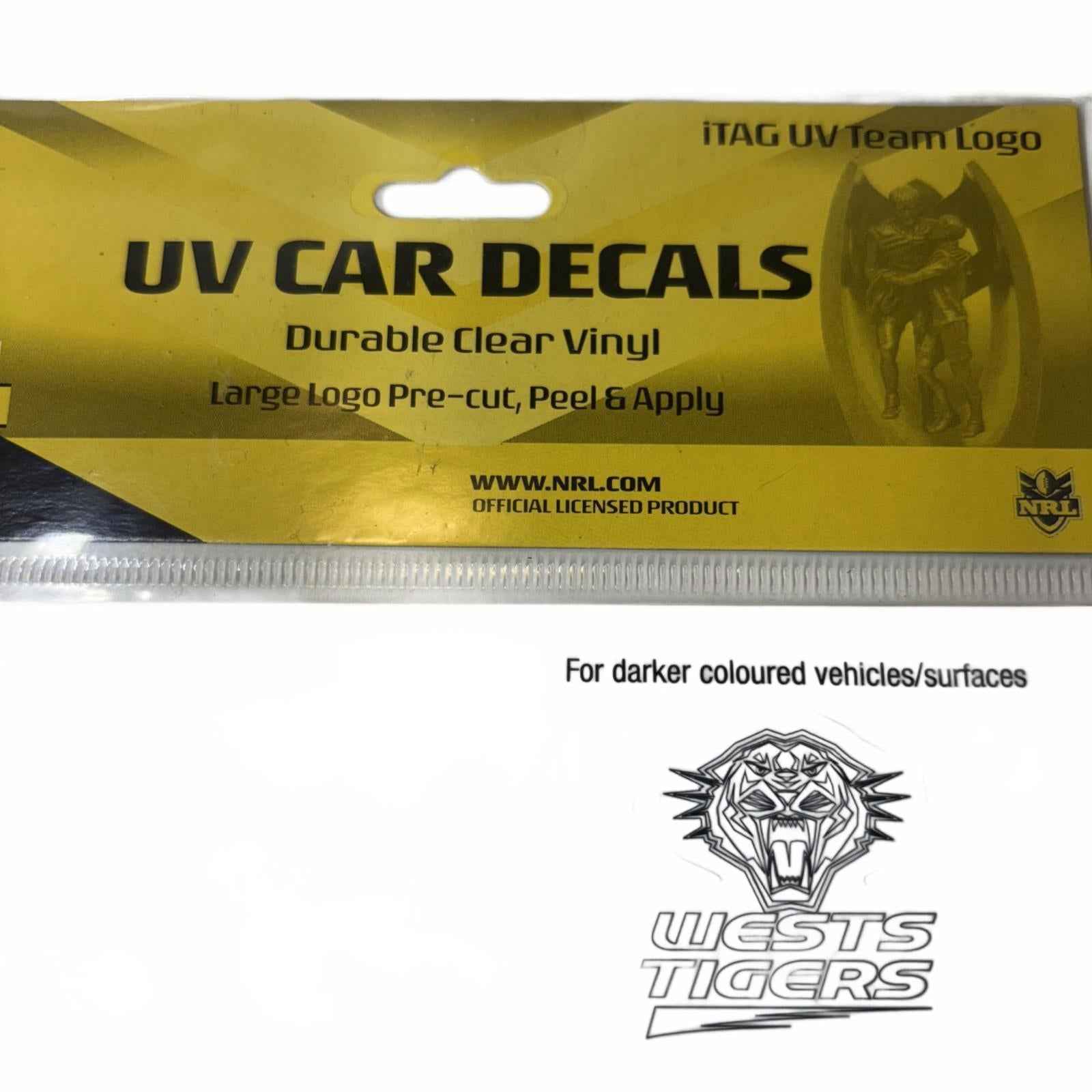 62534 WEST TIGERS WESTS NRL SET OF 5 UV CAR DECAL STICKER STICKERS SHEET ITAG