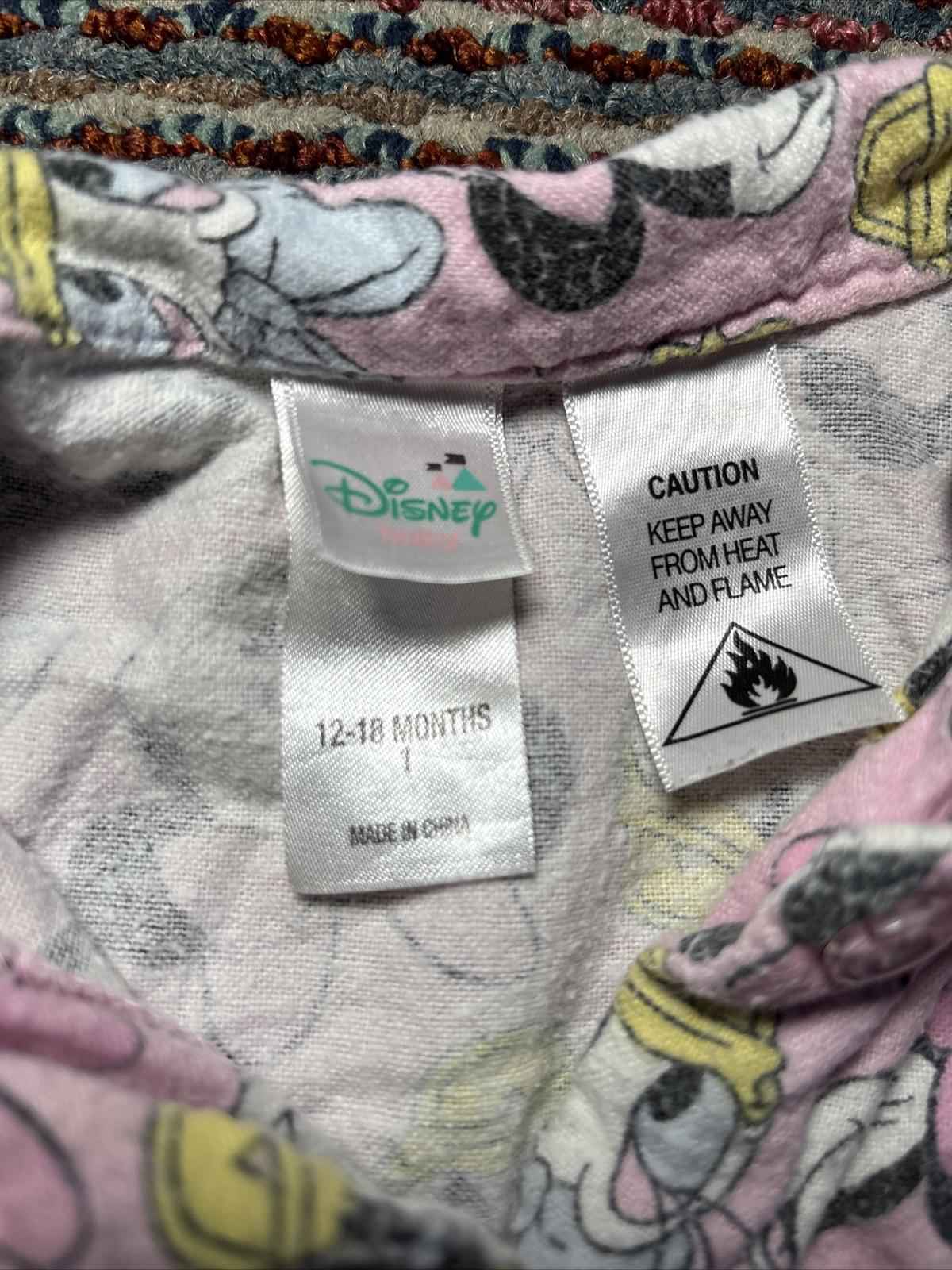 Disney Baby Pajamas 12-18 Months Pink Minnie Mouse & Friends