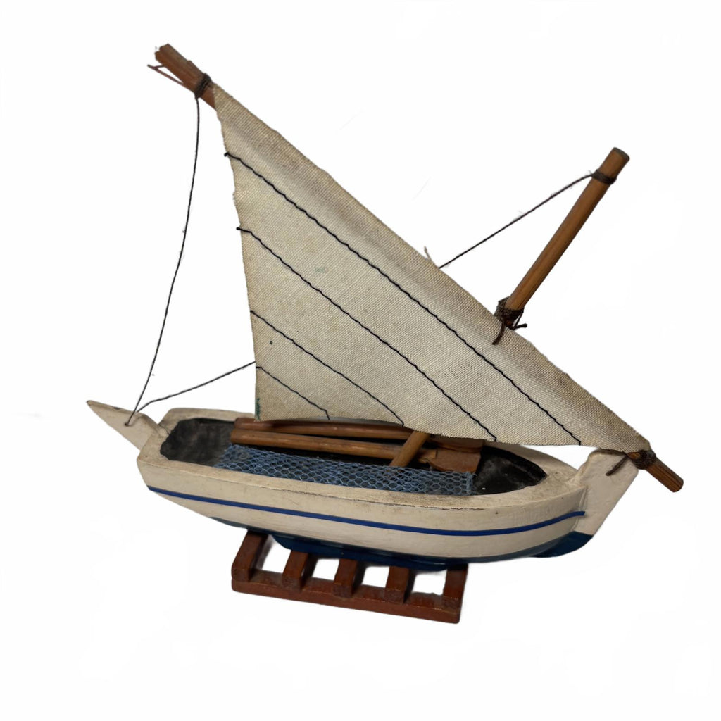 Handmade Wooden Model Boat 19cm x 18cm x 3cm Decorative Sailboat