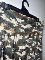 Rare ICE 1990s Vintage Boho CAMO Beaded Wrap Maxi Skirt S 10 Made in Aust - Come Sell Nearly Anything