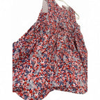 Girls Prairie dress red floral pattern fabric flared skirt 3-4years