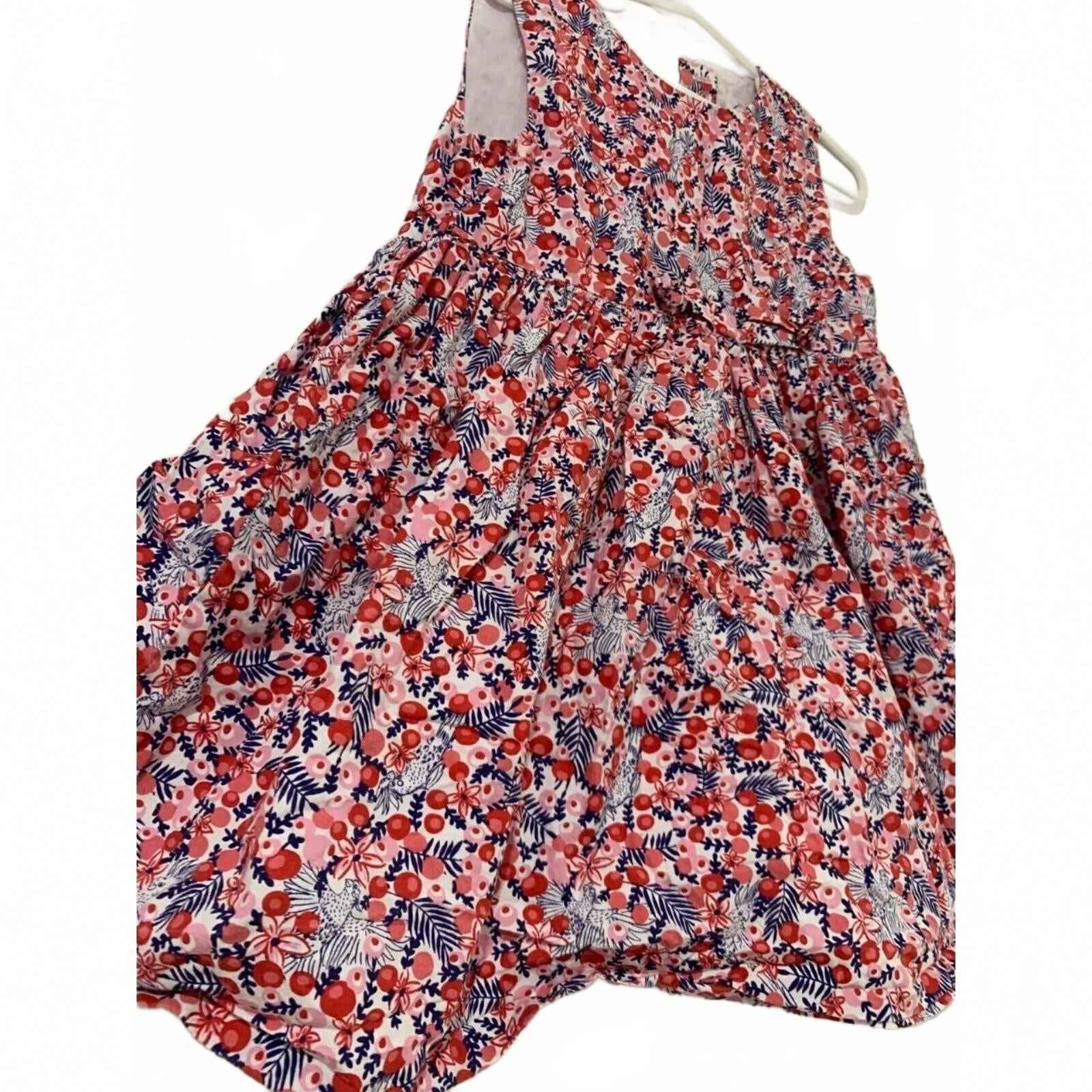 Girls Prairie dress red floral pattern fabric flared skirt 3-4years