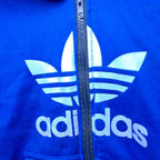 Royal blue Adidas zip-up hoodie with iconic logo kids size 7/8