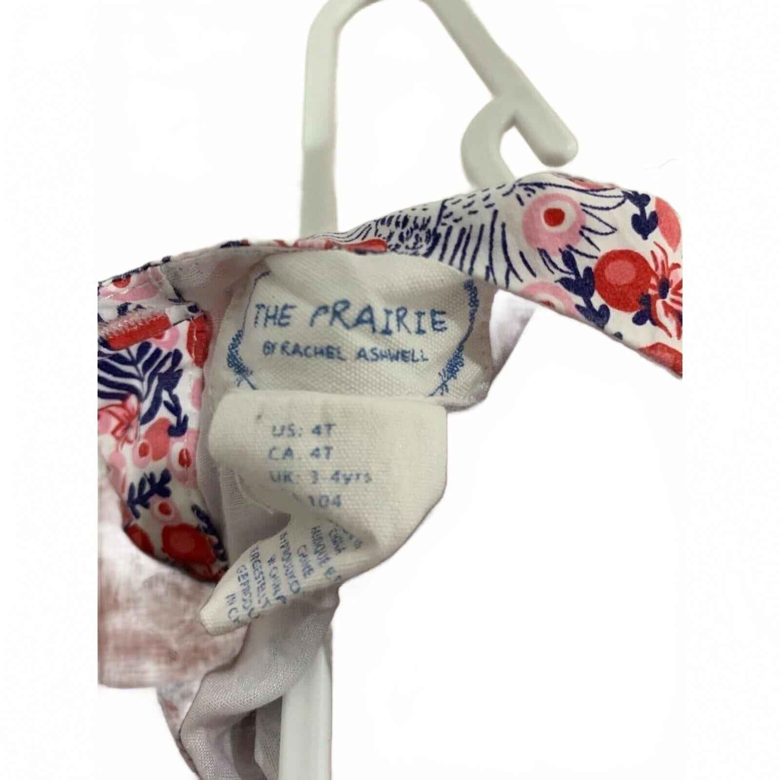 Girls Prairie dress red floral pattern fabric flared skirt 3-4years