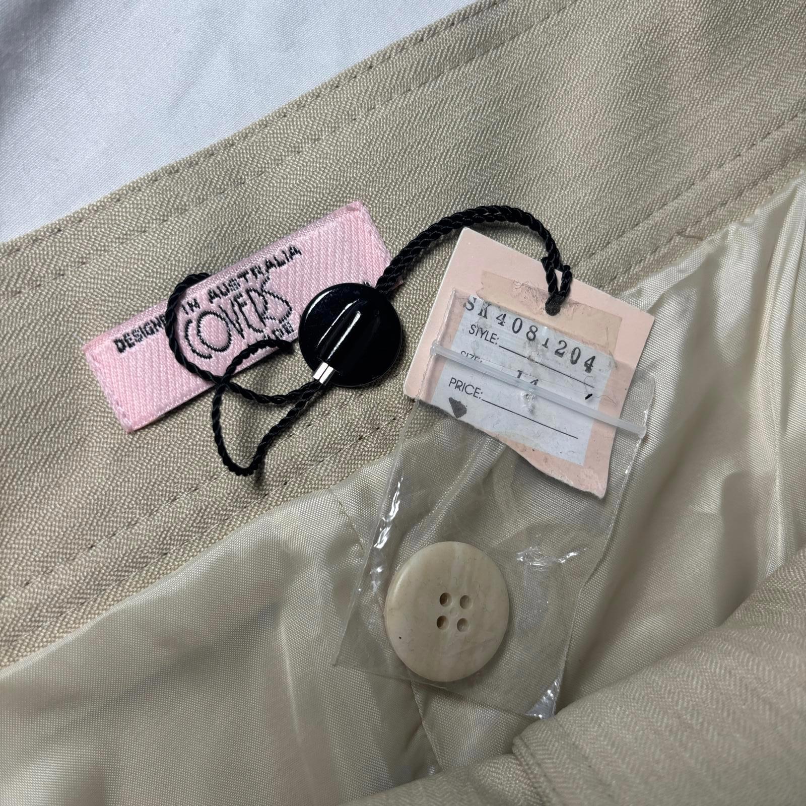 Covers Women's Button Skirt Size 14 Beige Classic Vintage BNWT