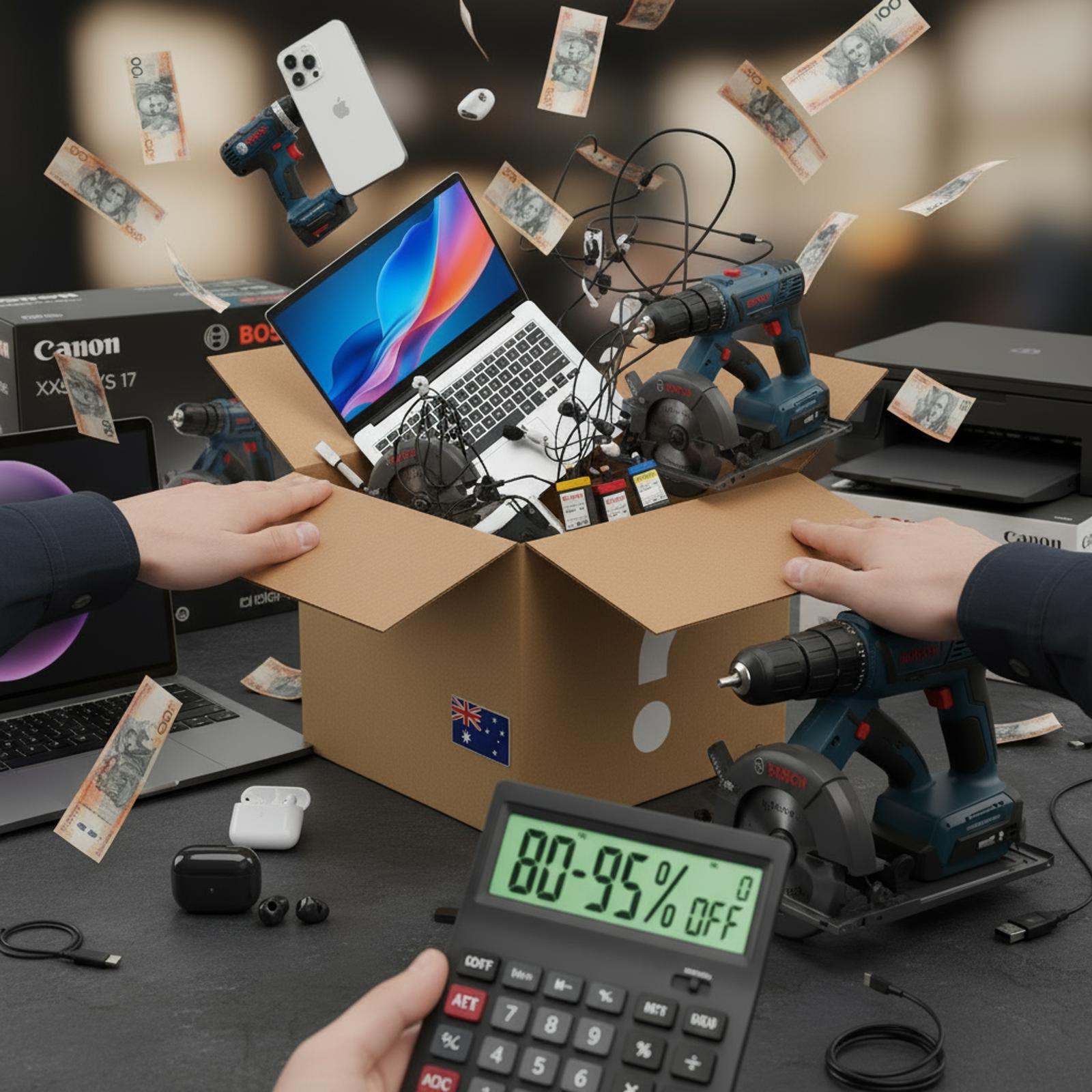 Massive Mystery Box Sale Australia | Dell, Canon, Epson, Bosch, Tapware & More | 80-95% OFF | Reseller Gold Mine