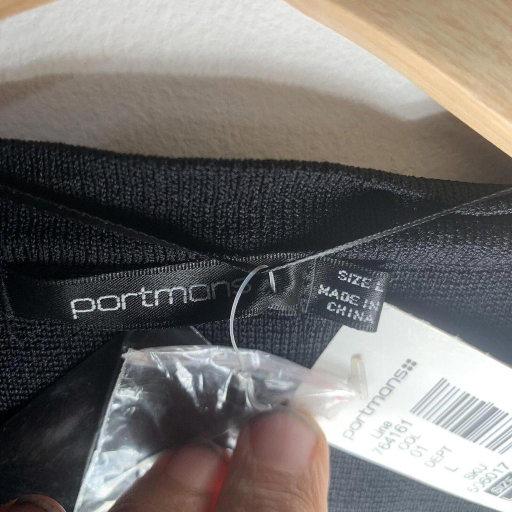 Portmans Womens Black Chain Trim on Black Blazer Size L BNWT RRP $129.95. - Come Sell Nearly Anything