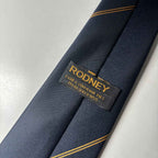 Rodney Navy Blue Club & Souvenir Tie with Gold Stripe and Emblem