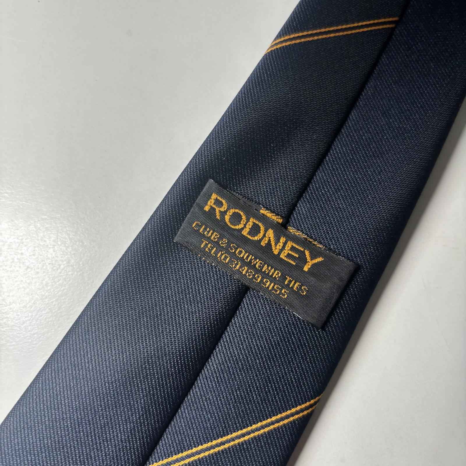Rodney Navy Blue Club & Souvenir Tie with Gold Stripe and Emblem