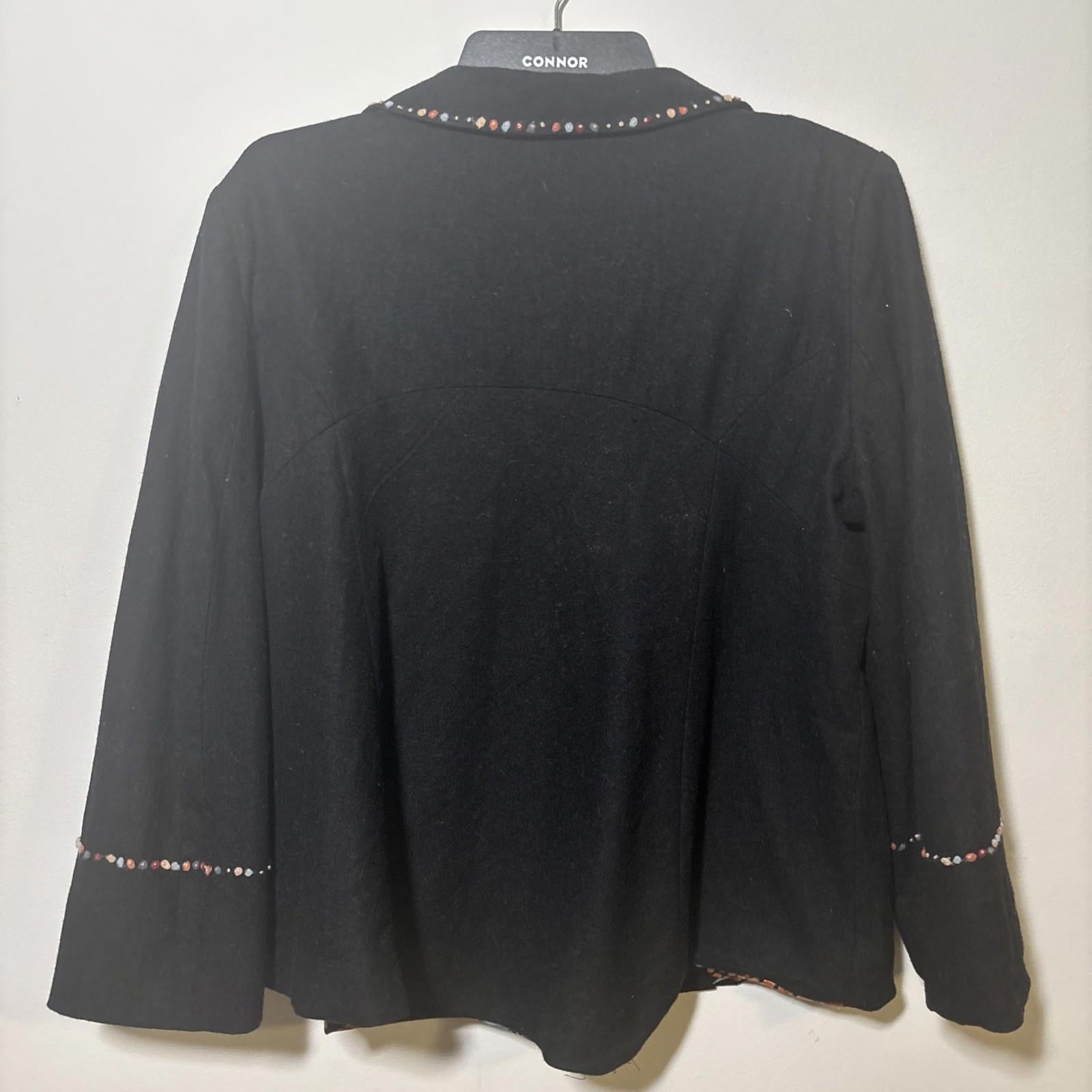 ANNE LEWIS Wool Jacket, fully lined, black Coloured trim. Size 16 - Come Sell Nearly Anything