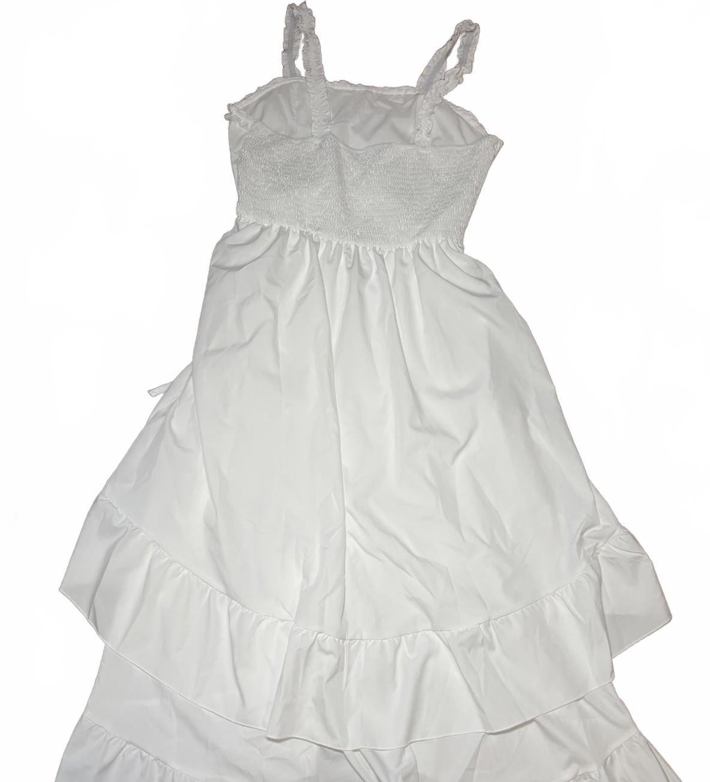 White Smocked Bodice Ruffle Hem Dress Size M - Come Sell Nearly Anything