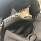 Elegant Black Pinstripe Long Sleeve Dress with White Collar and Belt - Size 40 - Come Sell Nearly Anything