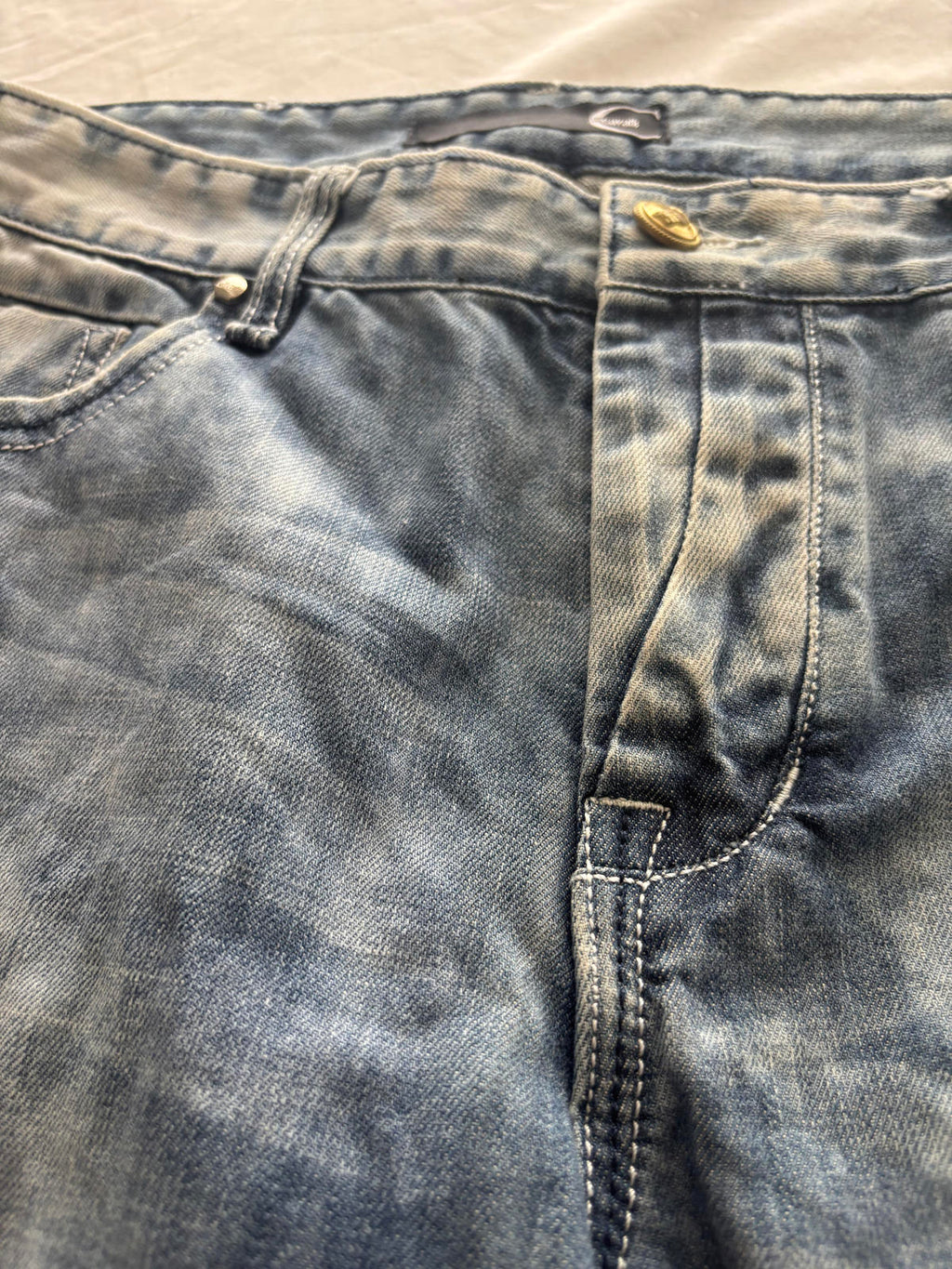 Just Cavalli Men's Straight Leg Jeans Size 31 Vintage Washed Denim Double Pocket