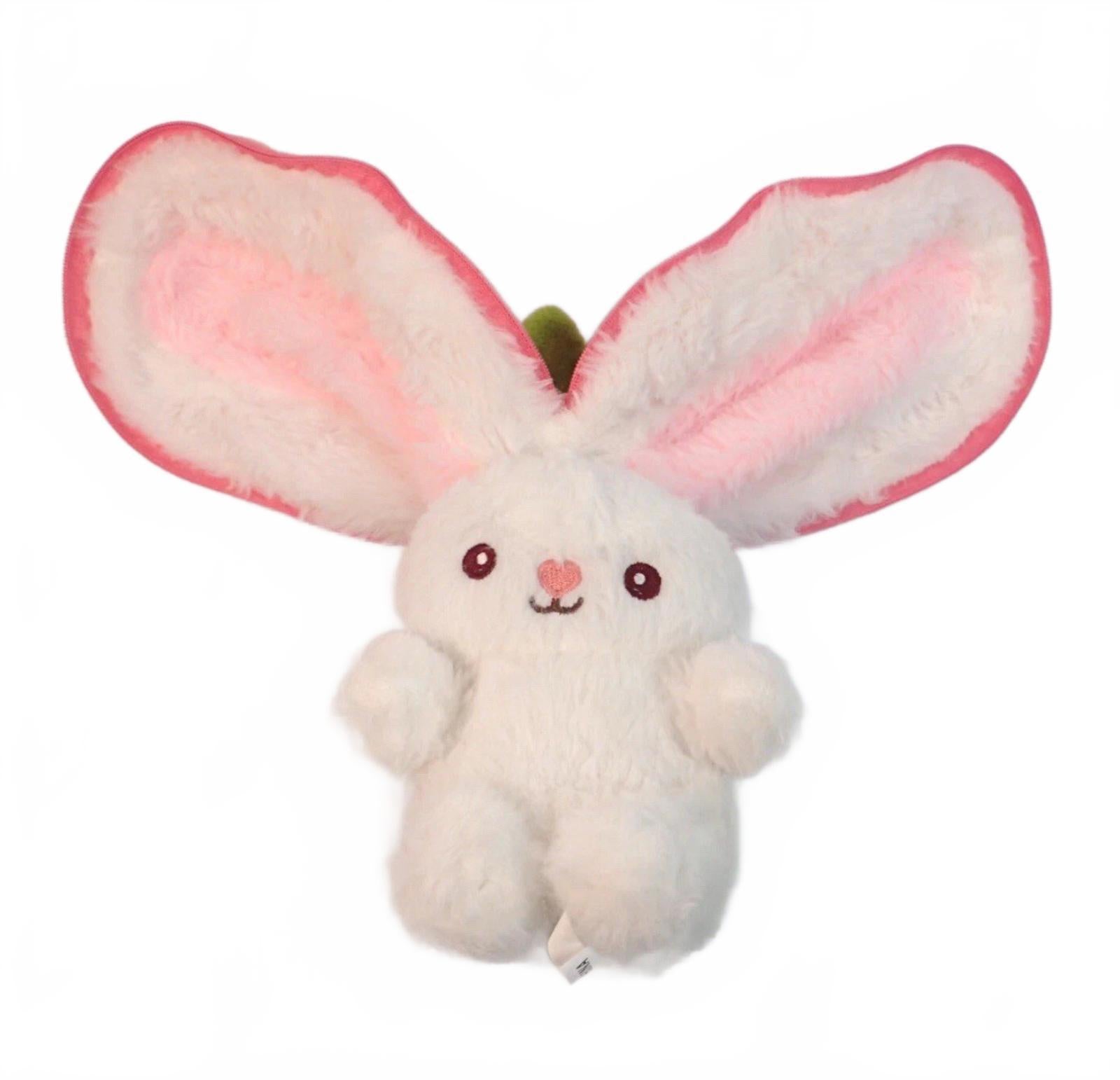 Strawberry With White Bunny Plush Zip Up Reversible Stuffed Animal 5.5"