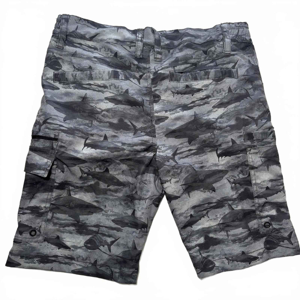 Anglers Edge Men's Cargo Shorts 32 Waist Shark Print