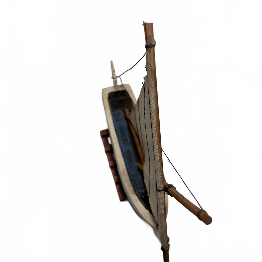 Handmade Wooden Model Boat 19cm x 18cm x 3cm Decorative Sailboat