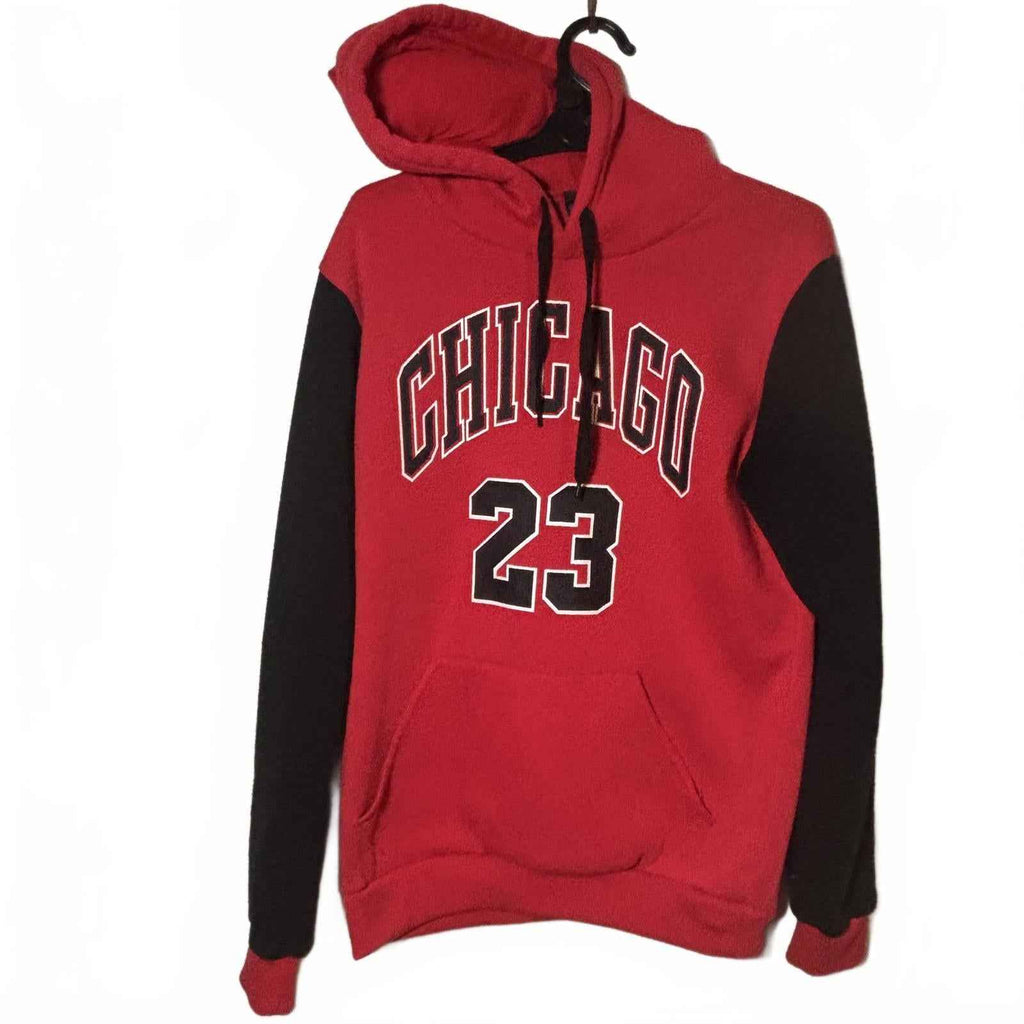 Men's Chicago 23 small Red and Black Hoodie Sweatshirt