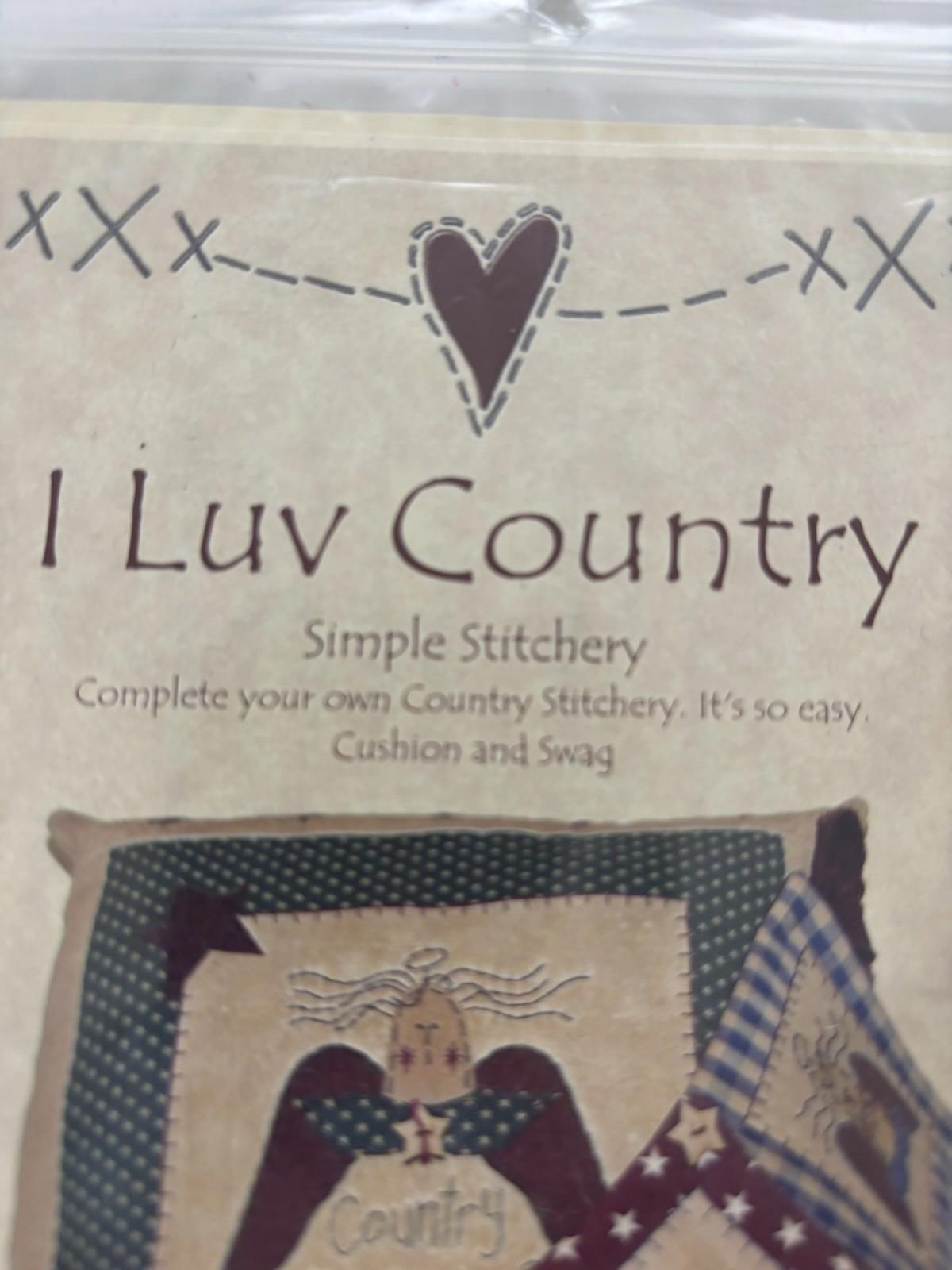 Country Blessings - I LUV Country Patchwork Cottagecore Simple Stitchery Patter - Come Sell Nearly Anything