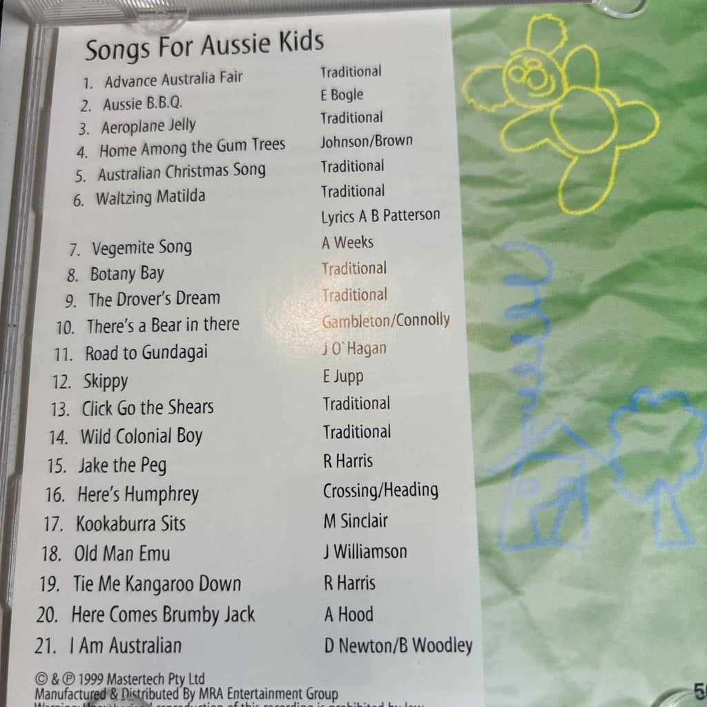 SONGS FOR AUSSIE KIDS - The Gianna Gang With Words. Skippy Click Go The Shea CD