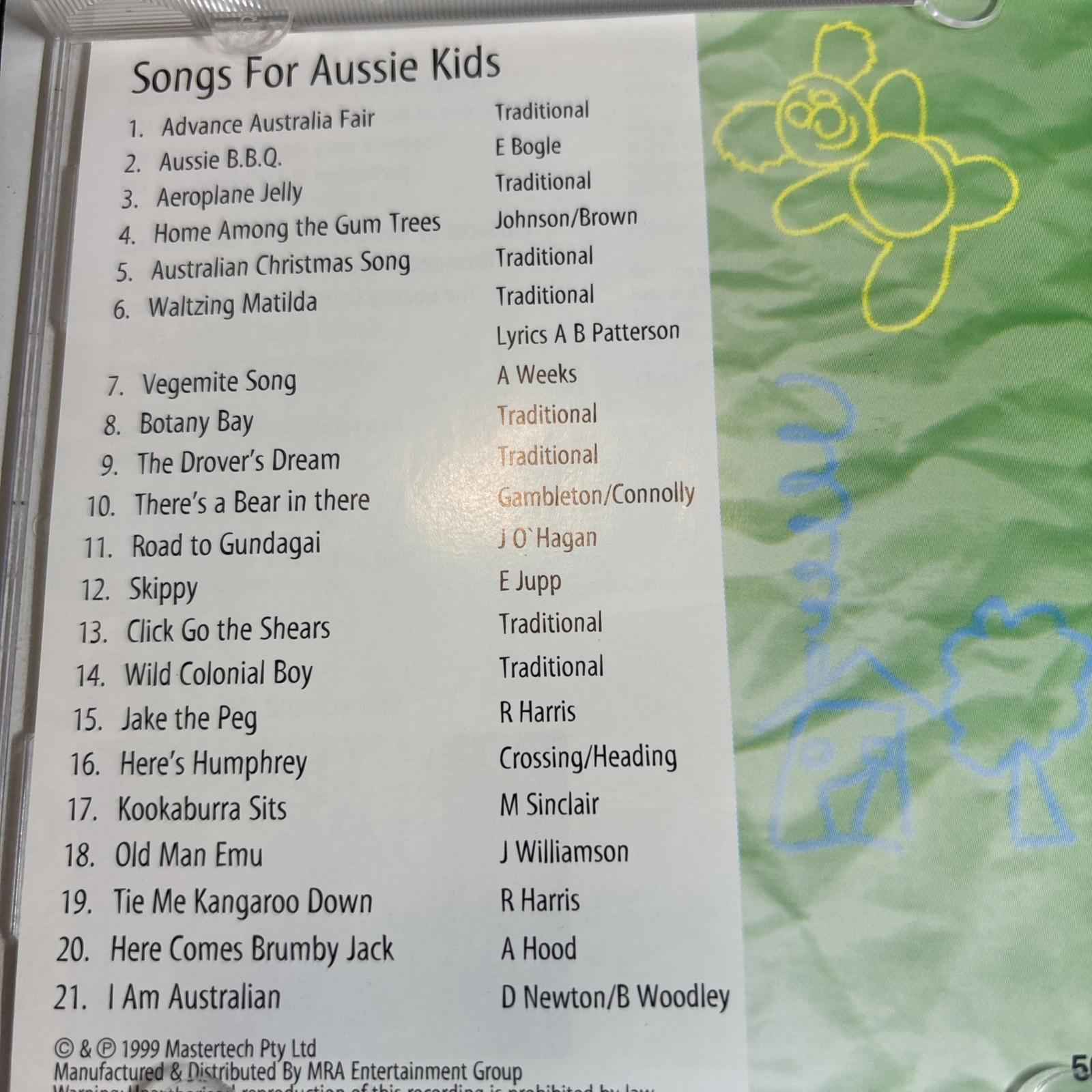SONGS FOR AUSSIE KIDS - The Gianna Gang With Words. Skippy Click Go The Shea CD