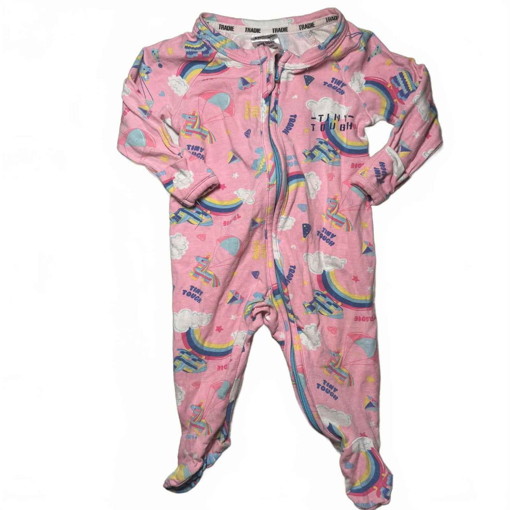 Tradie Baby Sleepwear Pink Size 0000 Rainbow Print Footed Pajamas