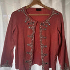 Dusk Pink cardigan with silver beading and pearl details #glamour size M - Come Sell Nearly Anything