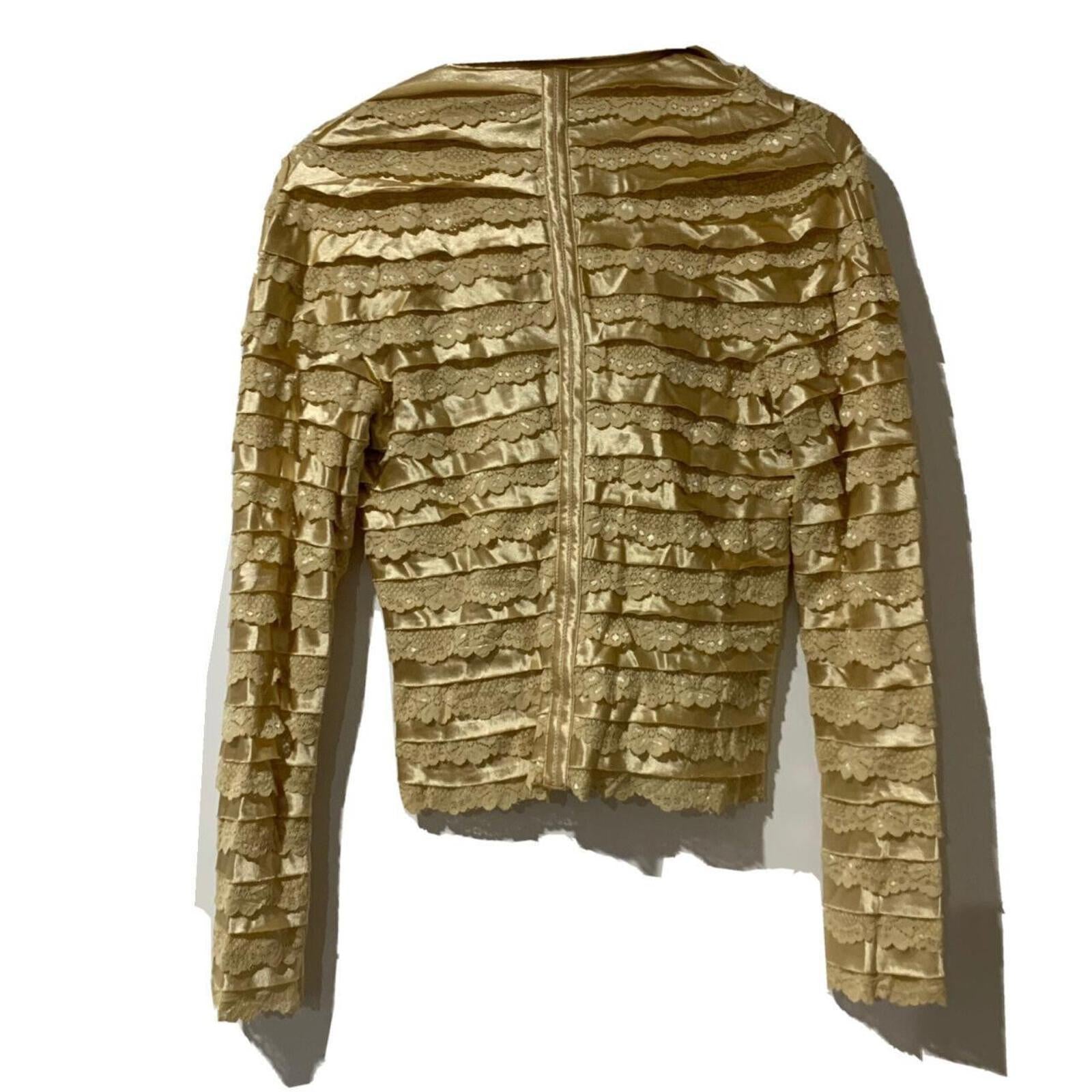 Vintage Sagaie Gold Long Sleeve Jacket With Inlay French - Glam - T5-01 - Come Sell Nearly Anything