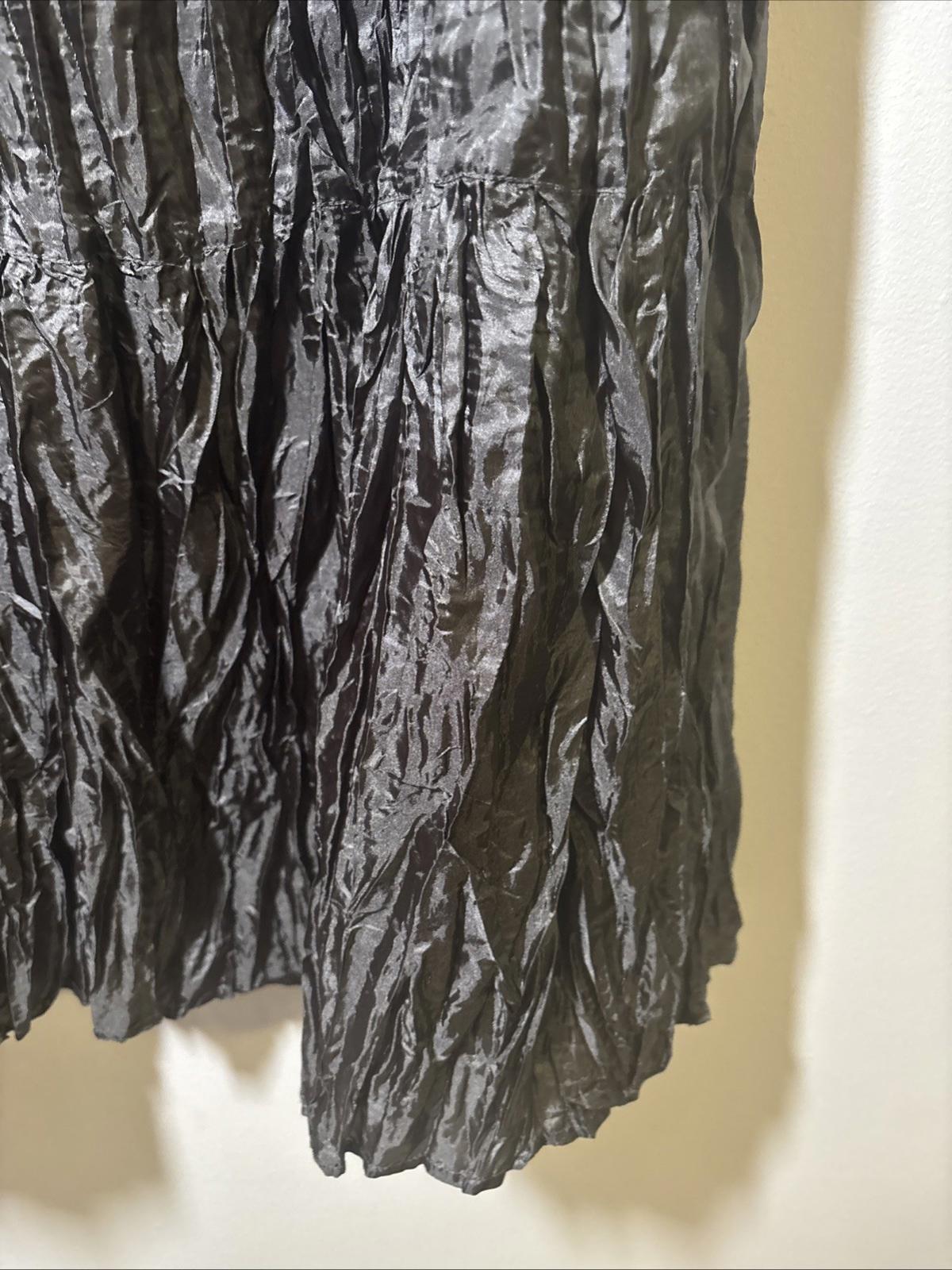 Vintage Y2K Midi Skirt Size XL By SUZANNE GRAE Grey Crinkle Asymmetric - Come Sell Nearly Anything