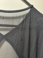 Authentic D&G Dolce Gabbana Black Sheer Mesh Panel Maxi Dress Long Sleeve - Come Sell Nearly Anything