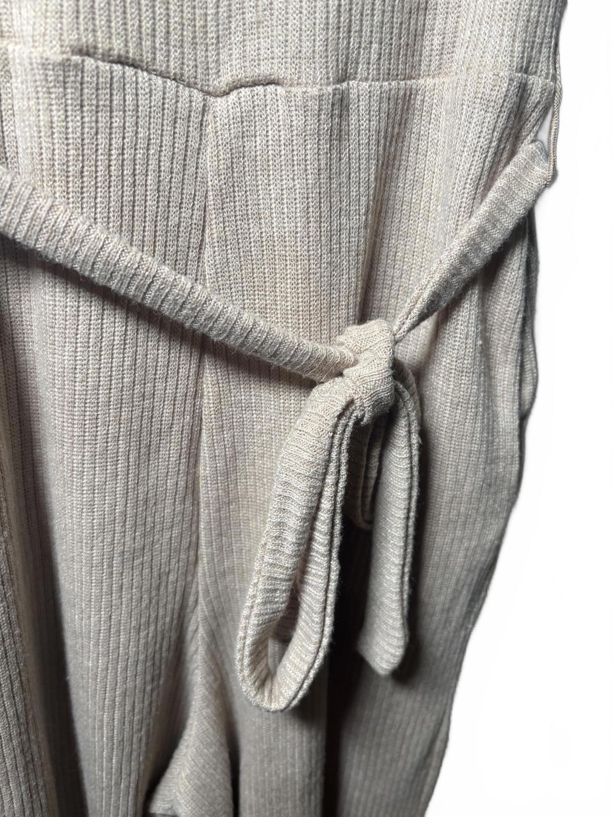 Moukola Beige Ribbed Knit Sleeveless Jumpsuit with Tie Waist, Size 8 - Come Sell Nearly Anything