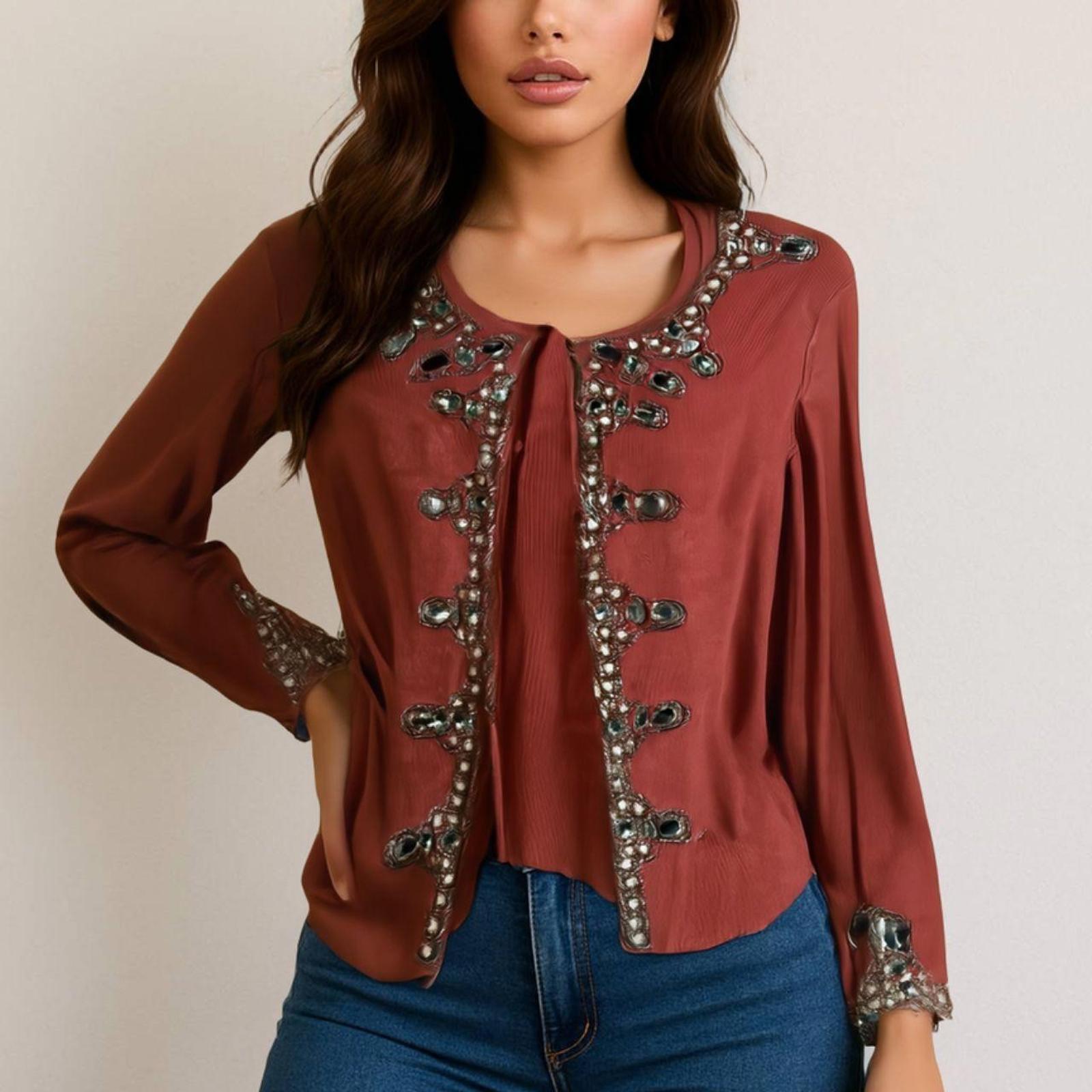 Dusk Pink cardigan with silver beading and pearl details #glamour size M - Come Sell Nearly Anything