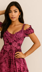 VINTAGE Australia Dress Womens Rayon Off Shoulder Cap Sleeve Mid Length. T2-07 - Come Sell Nearly Anything