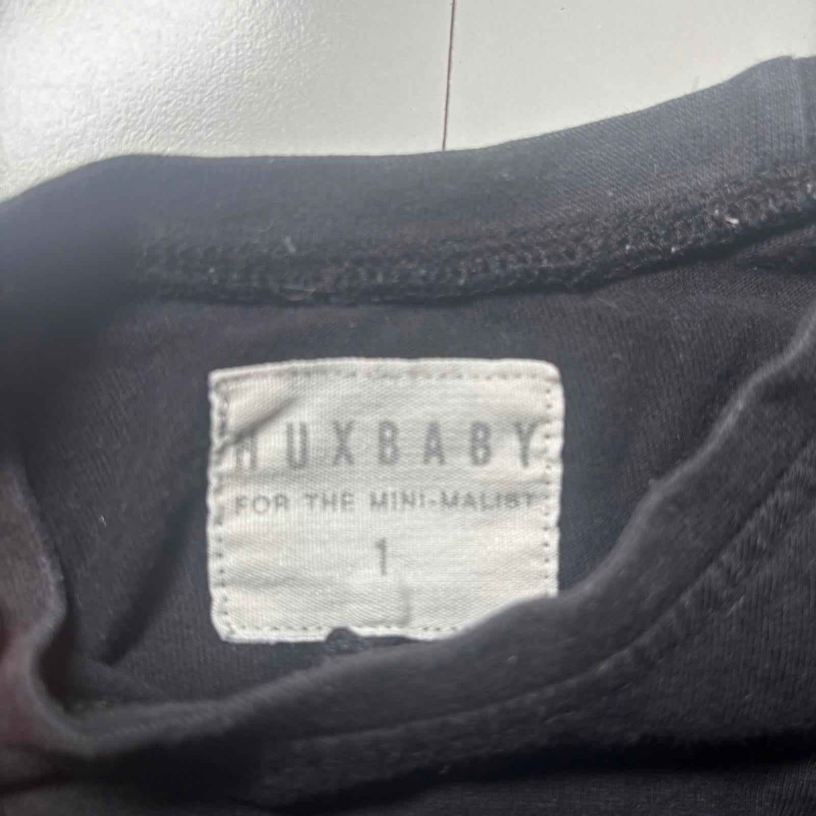 Huxbaby Black Baby T-Shirt with Large X Print, Size 1