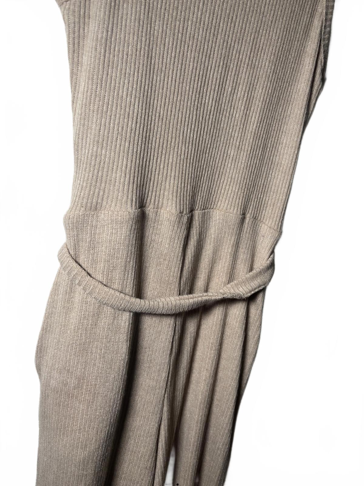 Moukola Beige Ribbed Knit Sleeveless Jumpsuit with Tie Waist, Size 8 - Come Sell Nearly Anything