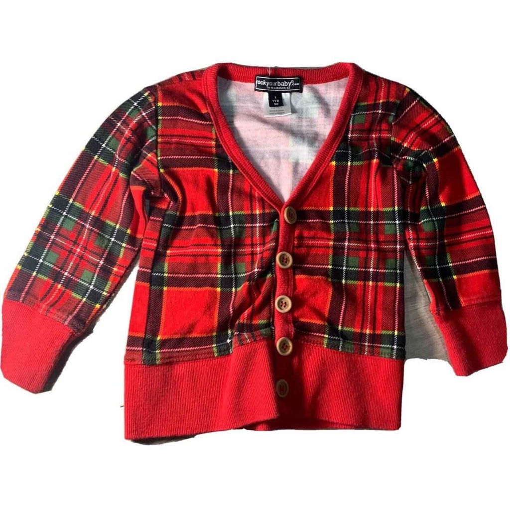 Rock Your Kid RYB size 1 tartan  Cardigan Red Button up