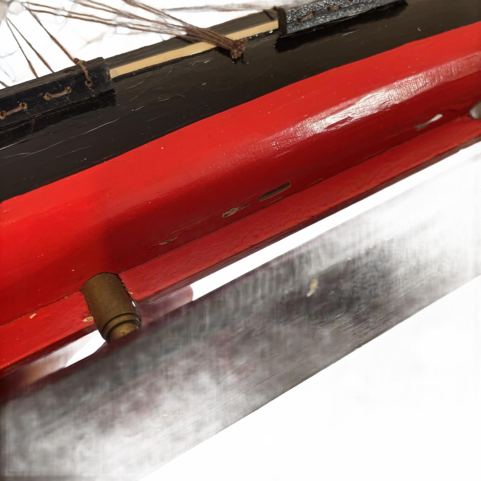 Decorative Wooden Ship Model with Fabric Sails