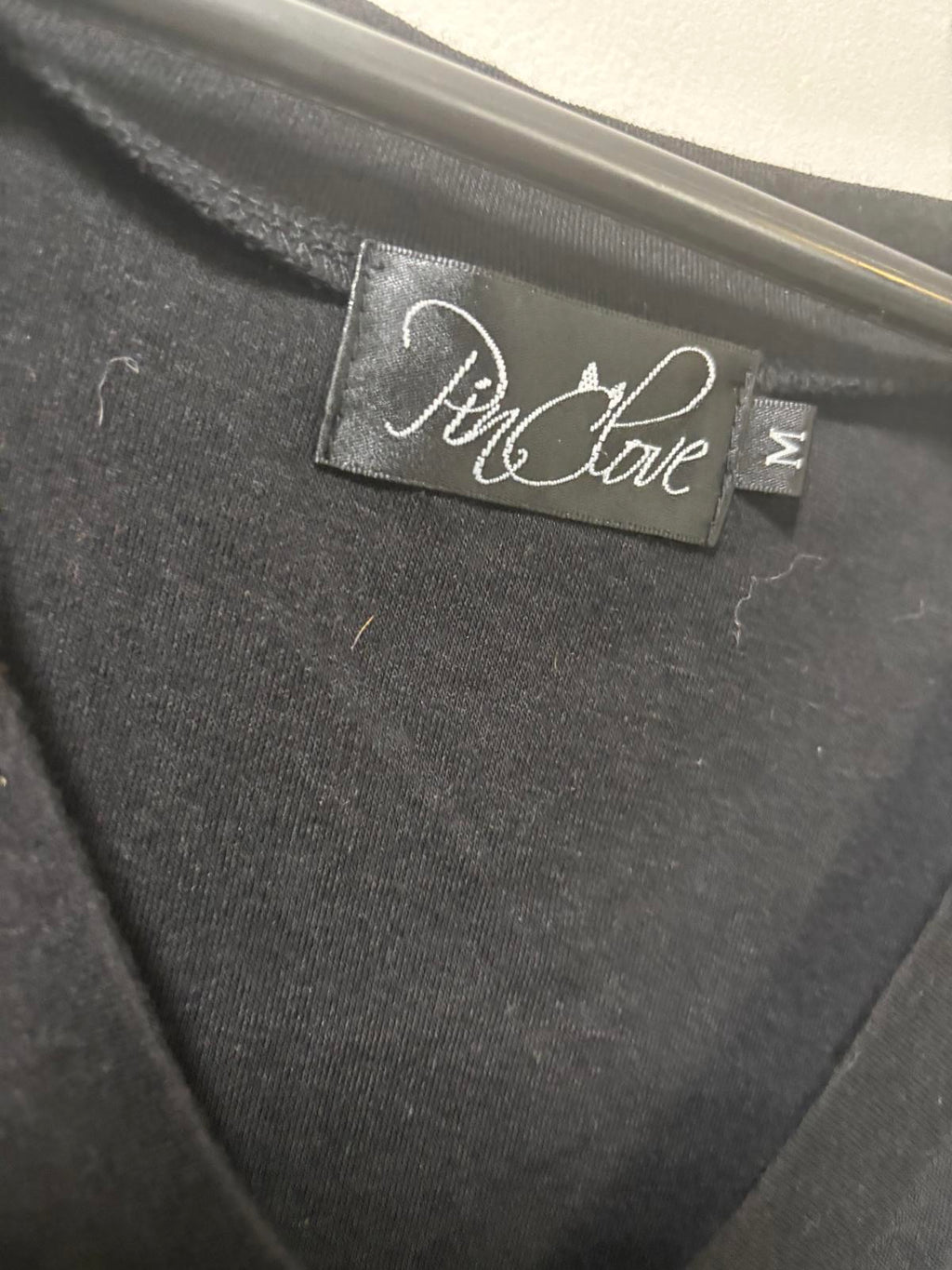 Pink Clove Black Cold Shoulder V-Neck Top Size M - Come Sell Nearly Anything