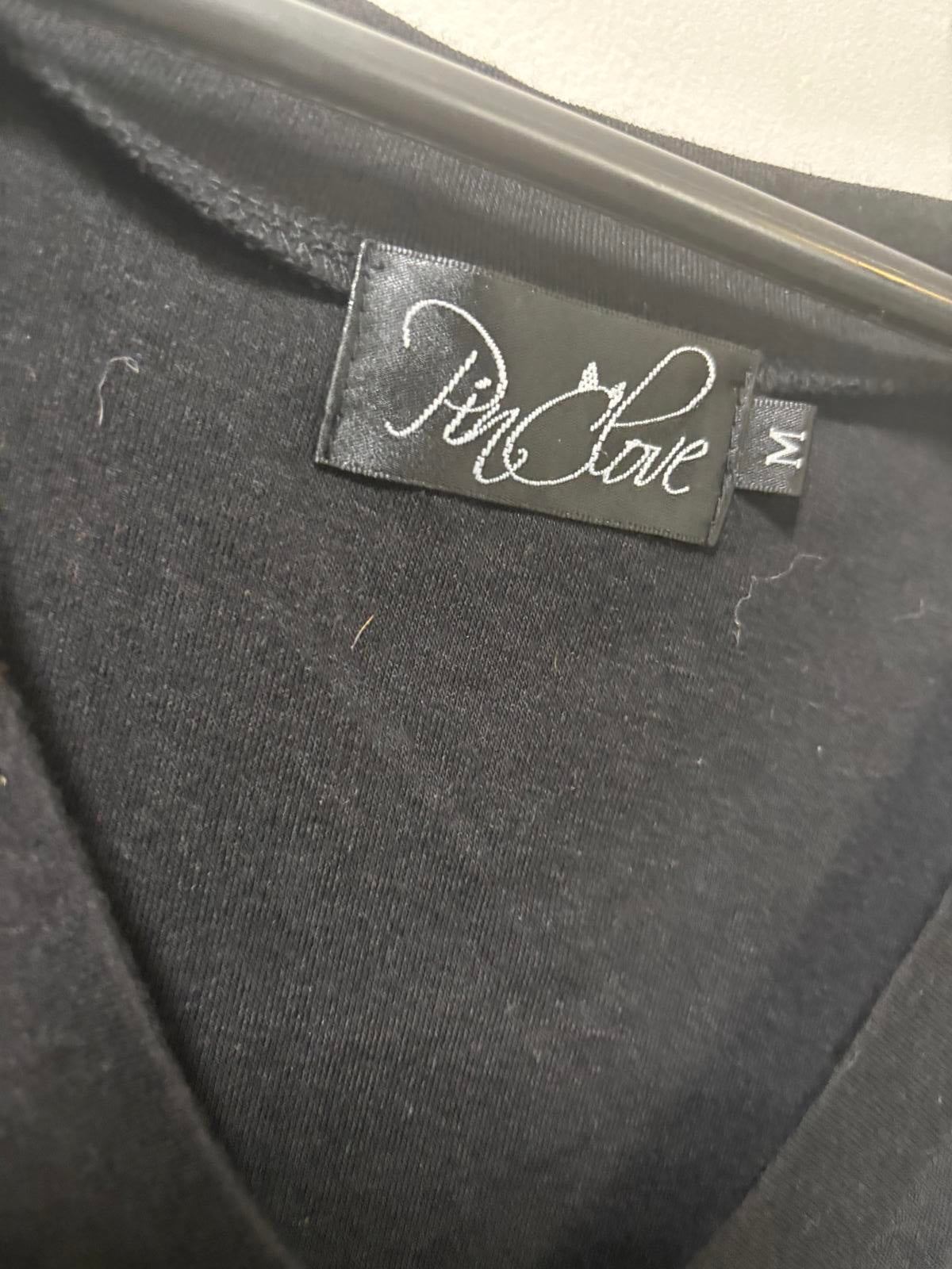 Pink Clove Black Cold Shoulder V-Neck Top Size M - Come Sell Nearly Anything