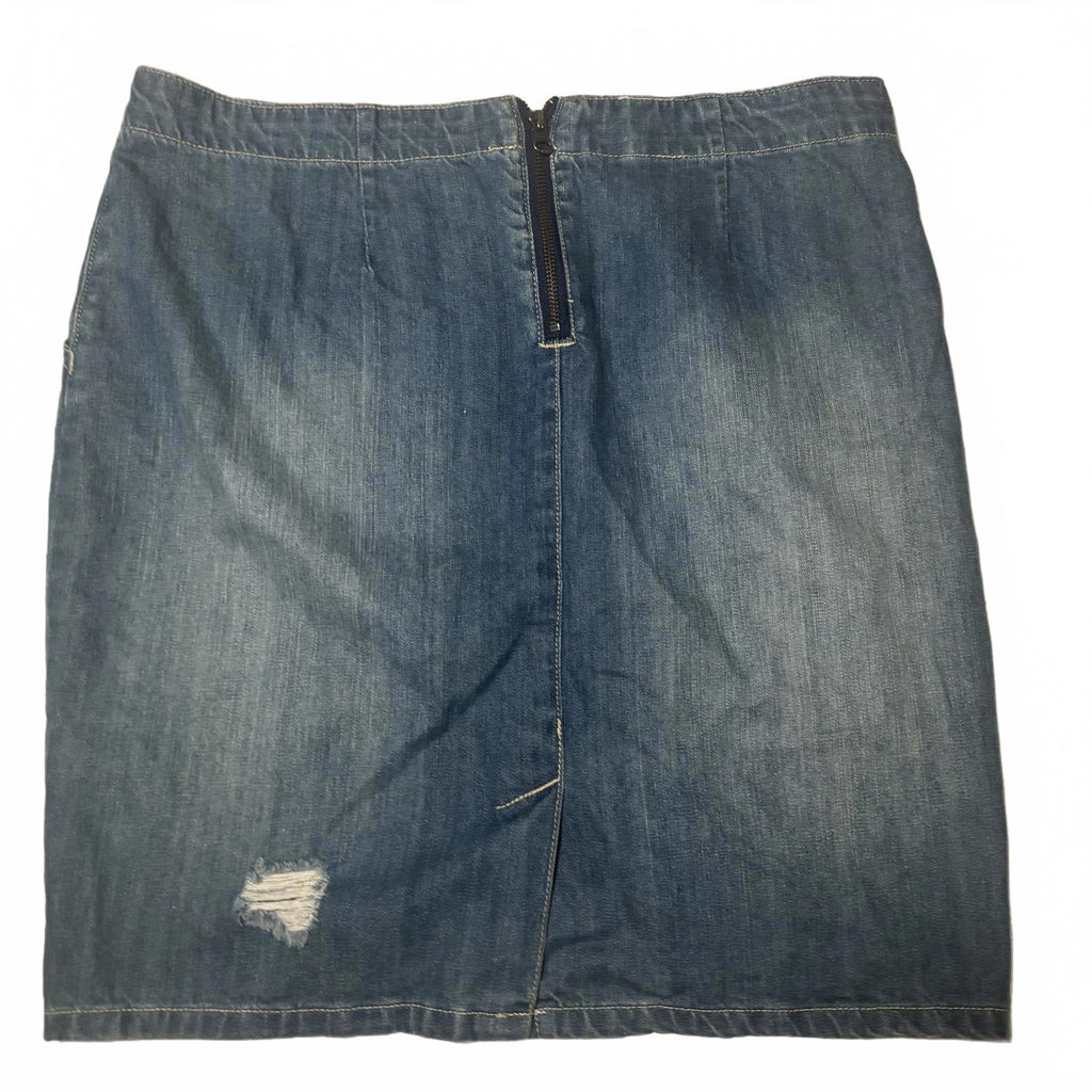 Mix Denim Skirt Size 12 Distressed Zip Back Casual #DenimSkirt #Womenswear #Size - Come Sell Nearly Anything