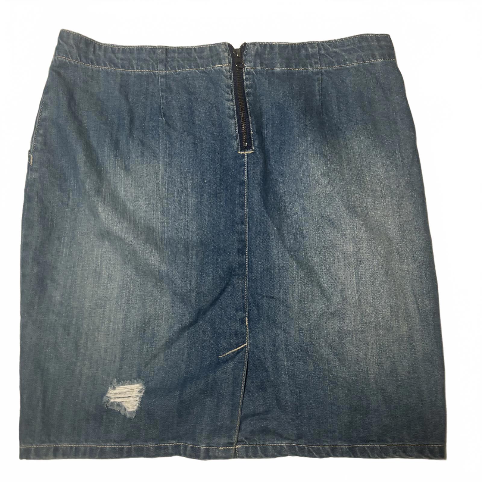 Mix Denim Skirt Size 12 Distressed Zip Back Casual #DenimSkirt #Womenswear #Size - Come Sell Nearly Anything