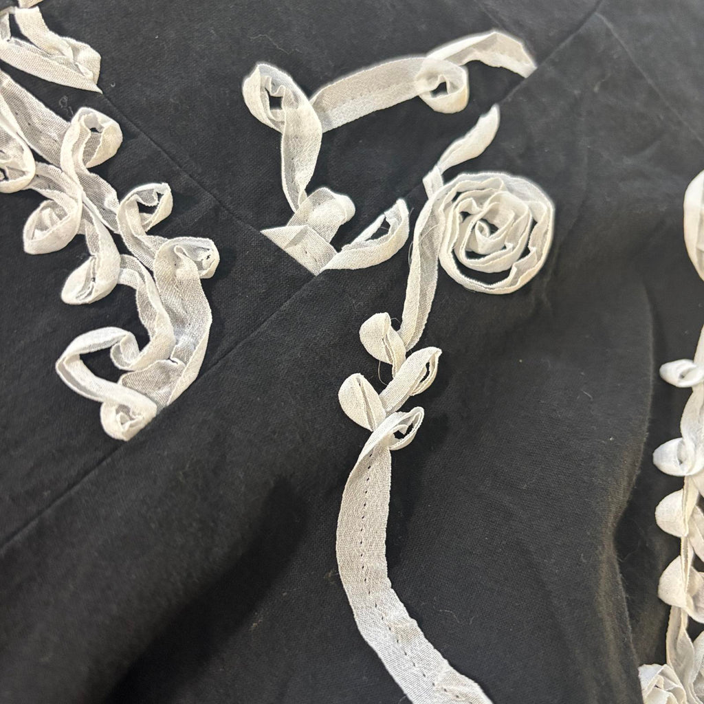 Country Belle Women's Black Linen Cotton Skirt Size 16 Vintage Style