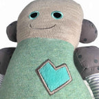 Nana Huchy Robot Plush 40cm Grey Soft Stuffed Toy Wearing Shorts.
