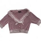 Spiral Small Pink Ruffle Trim Cardigan Sweater - Come Sell Nearly Anything