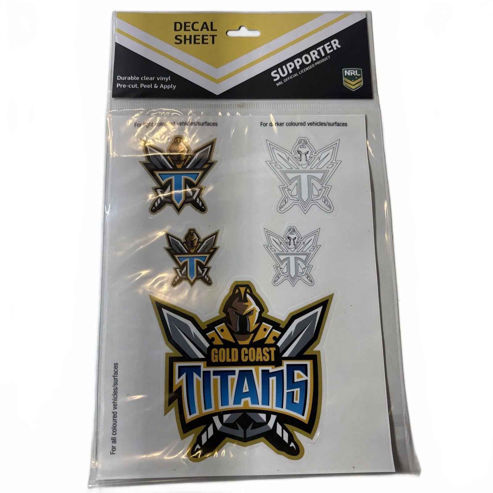 NRL Gold Coast Titans Team Logo UV Car Decal Sticker Sheet