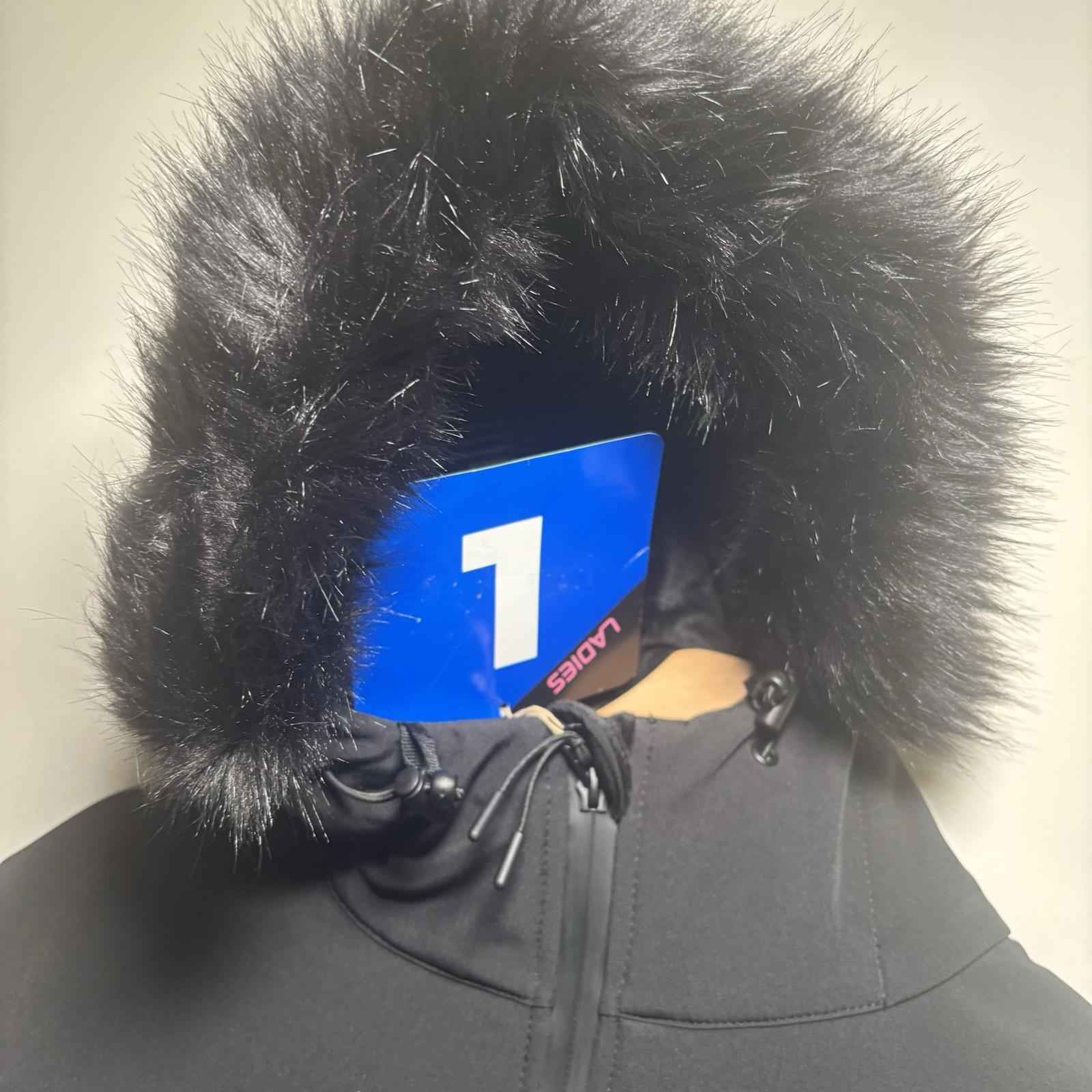 CRANE Ladies Ski Snow Snowboarding Suit Size L BNWT Black Faux Fur Trim H1