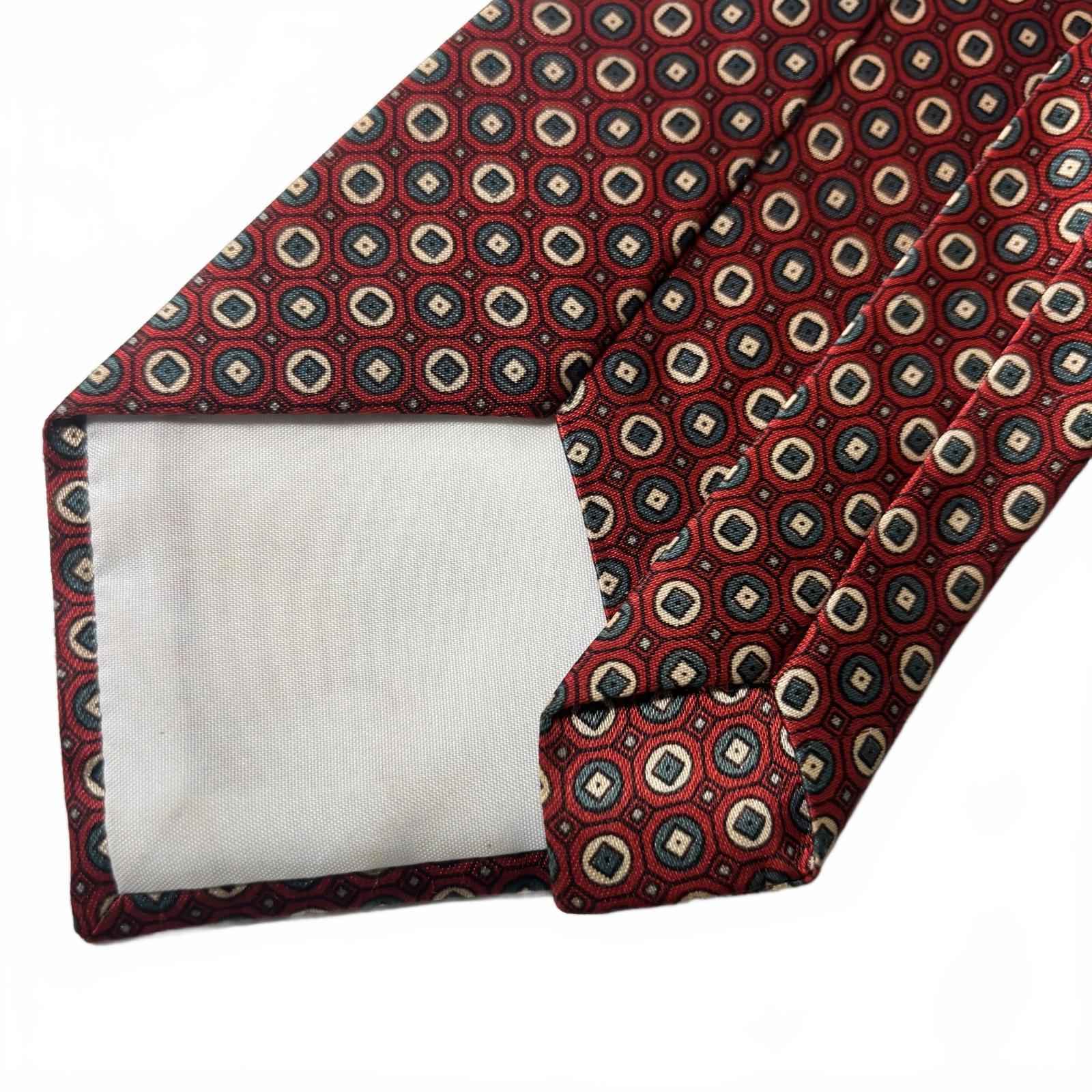 John & Lou Men's Tie Red Geometric Pattern Classic Style