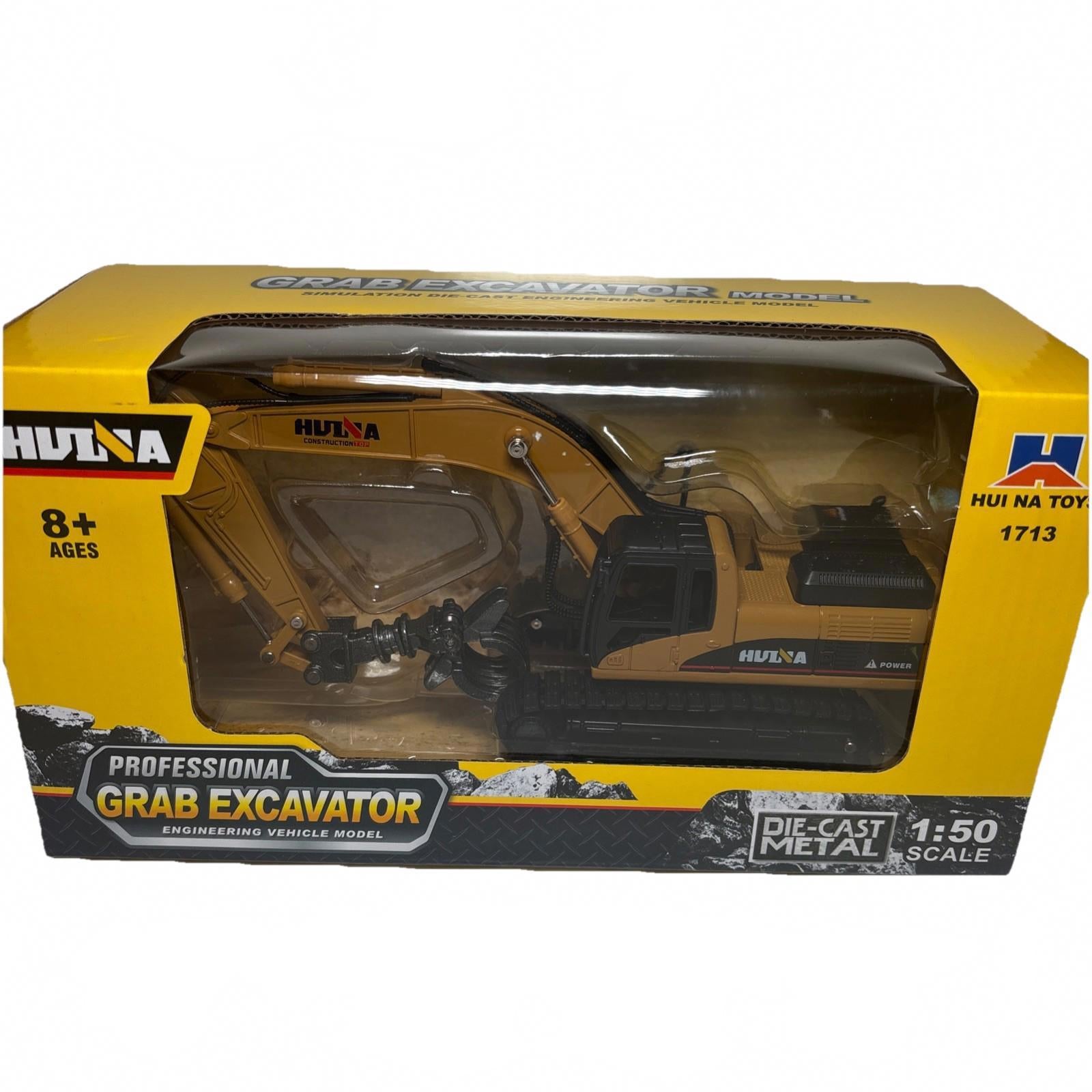 1:50 HUINA Diecast A Professional Grab Excavator Box Models 1713