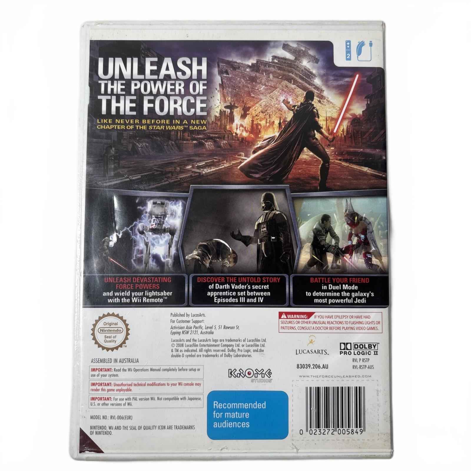 Star Wars The Force Unleashed Game for Nintendo Wii AUS Release PAL with Manual
