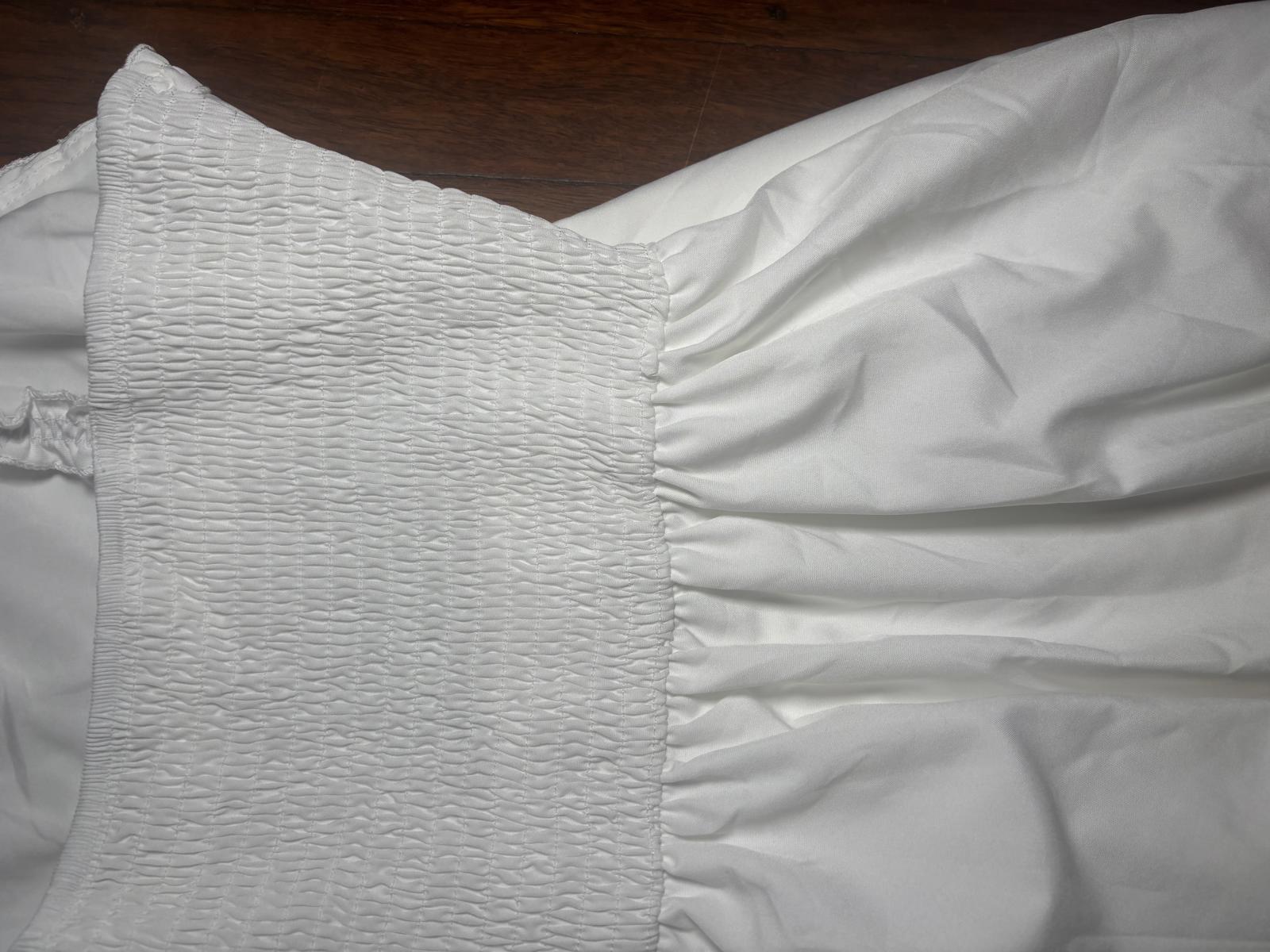 White Smocked Bodice Ruffle Hem Dress Size M - Come Sell Nearly Anything