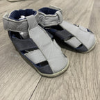 Bobux baby boy size 6 Months blue Grey soft sole pre-walker shoes, GUC.